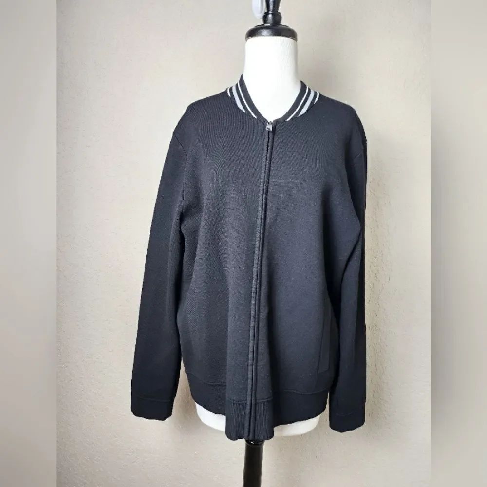 Vince Bomber Jacket with Striped Collar Black Size M